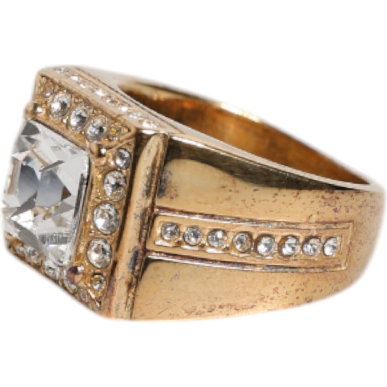 Dolce & Gabbana Gold Tone Sterling Silver 925 Crystals Ring