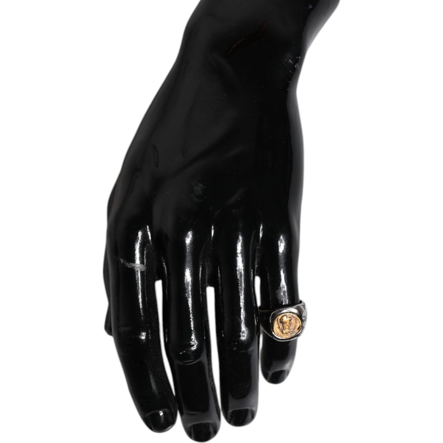 Dolce & Gabbana Silver Tone Engraved Two Color Real Brass Ring