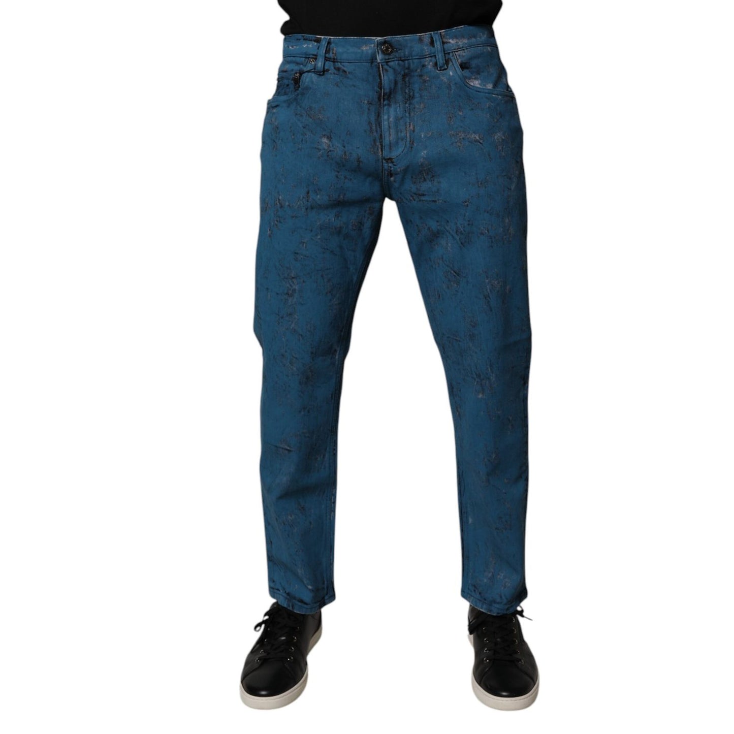 Dolce & Gabbana Blue Tie Dye Cotton Skinny Men Denim Jeans