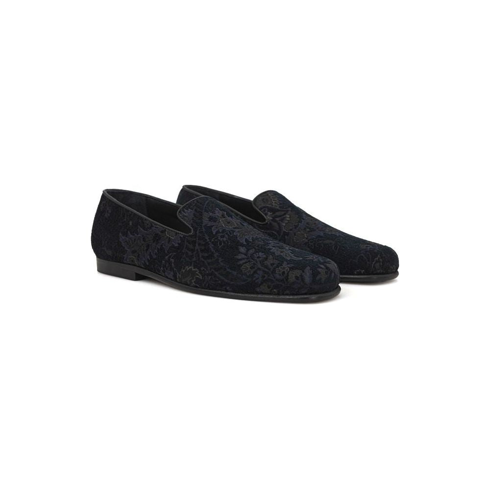Etro Blue Leather Loafer Etro Dark Slate Gray