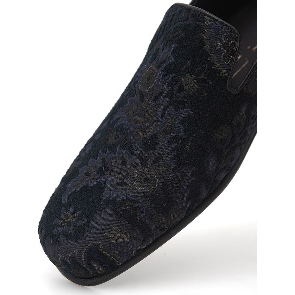 Etro Blue Leather Loafer Etro Dark Slate Gray
