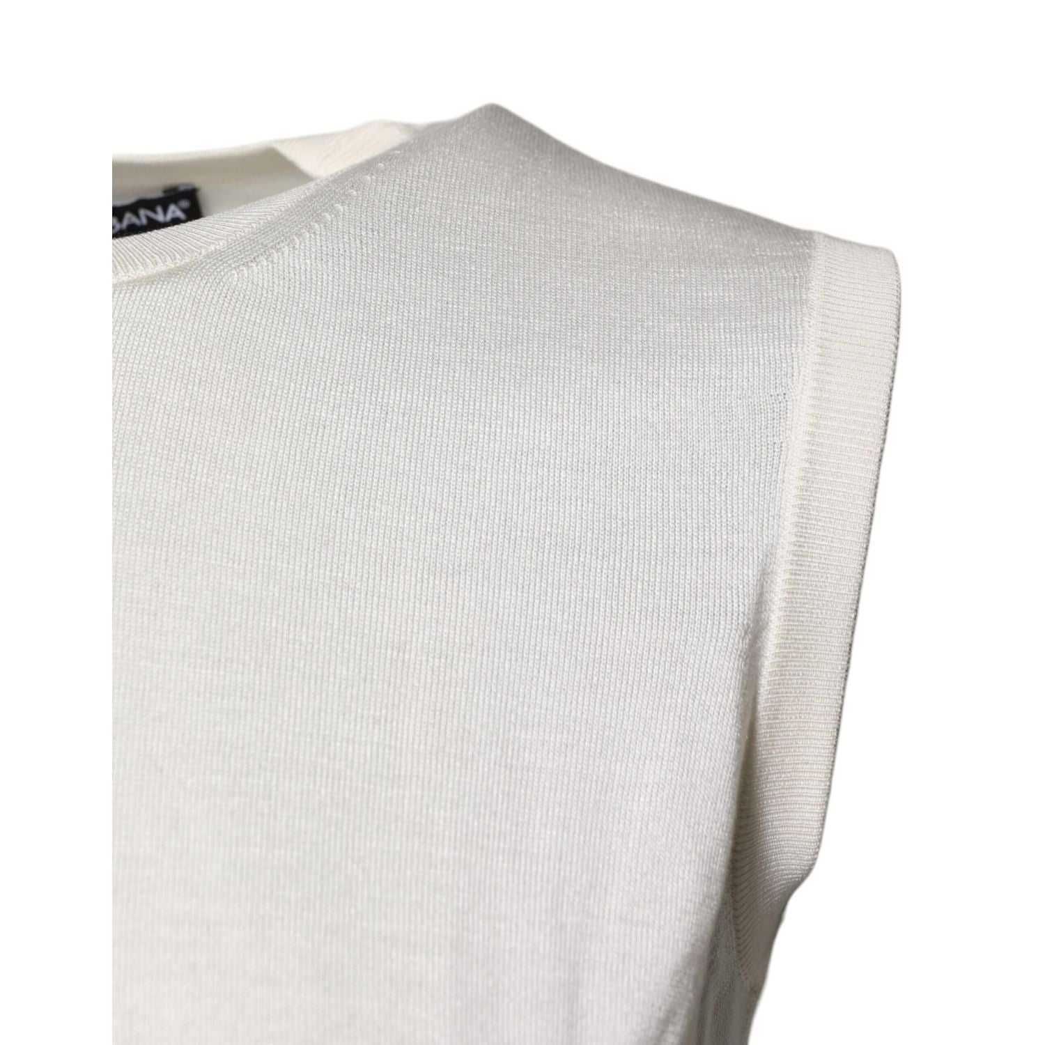 Dolce & Gabbana Cream Sleeveless Silk Round Neck Tank Top