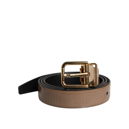 Dolce &amp; Gabbana Brown Leather Classic Metal Logo Buckle Belt