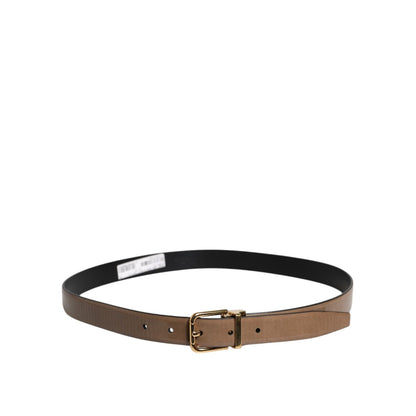 Dolce &amp; Gabbana Brown Leather Classic Metal Logo Buckle Belt