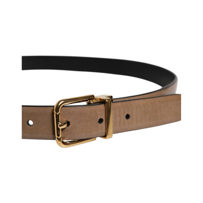 Dolce &amp; Gabbana Brown Leather Classic Metal Logo Buckle Belt