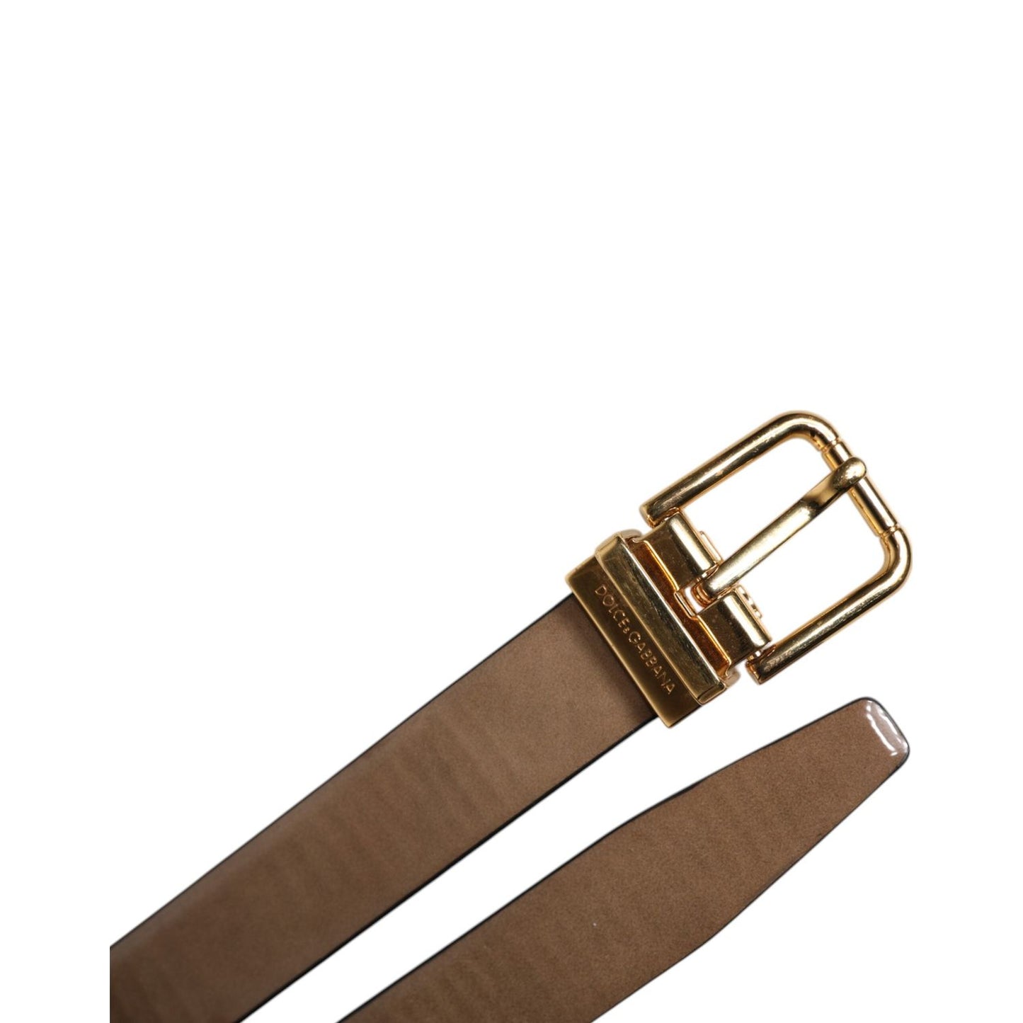 Dolce &amp; Gabbana Brown Leather Classic Metal Logo Buckle Belt