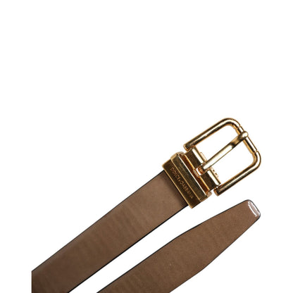 Dolce &amp; Gabbana Brown Leather Classic Metal Logo Buckle Belt