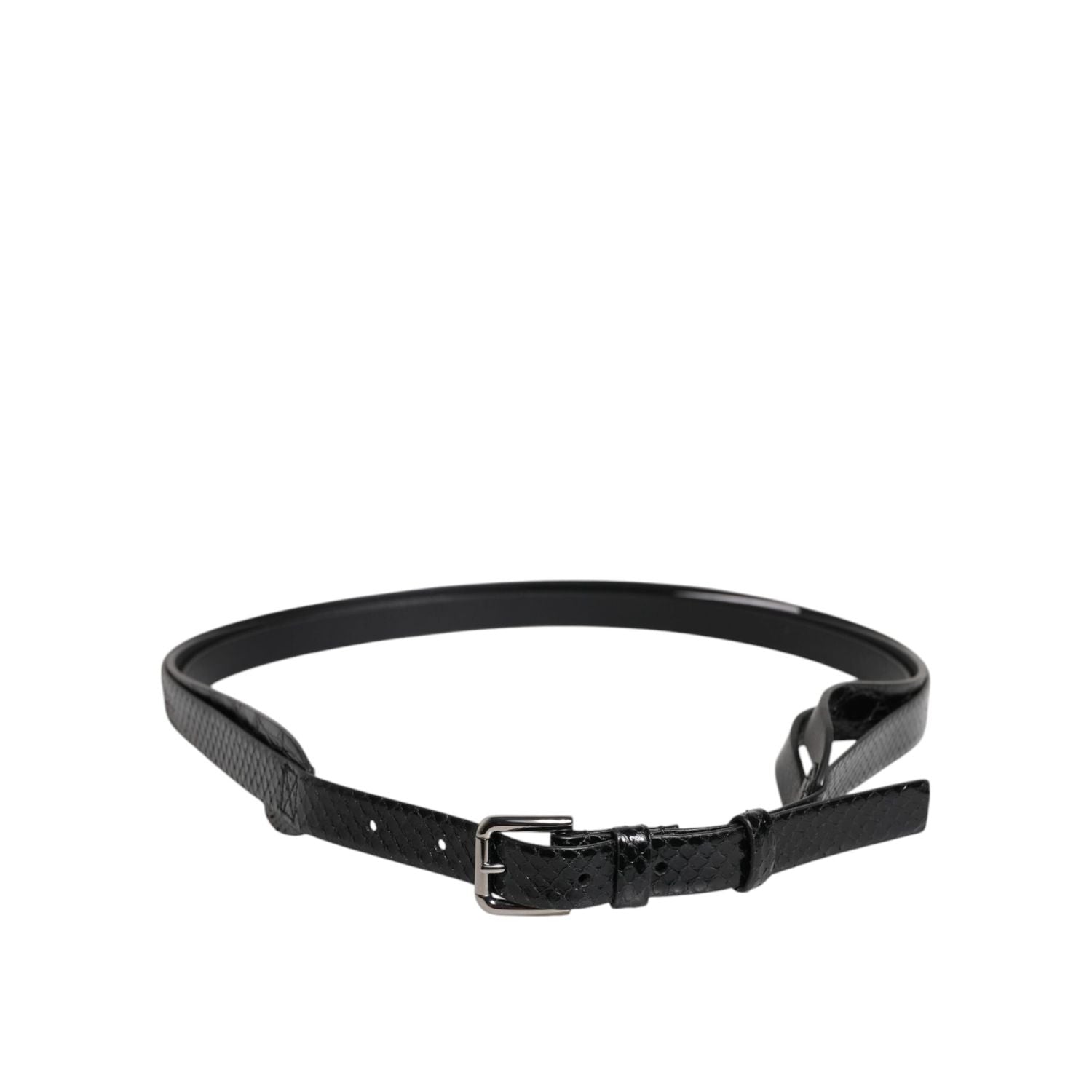 Dolce & Gabbana Black Leather Classic Metal Logo Buckle Belt
