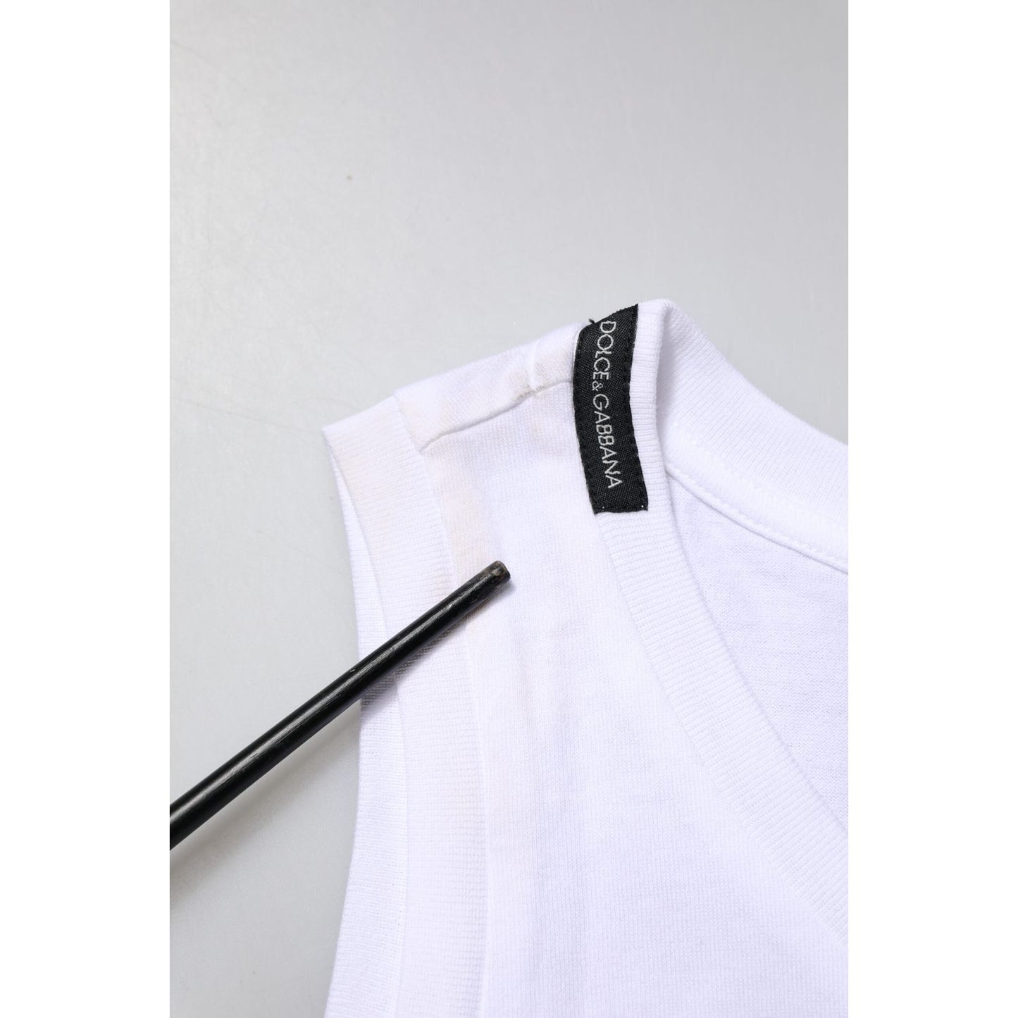 Dolce & Gabbana White Cotton Sleeveless Crew Neck T-shirt