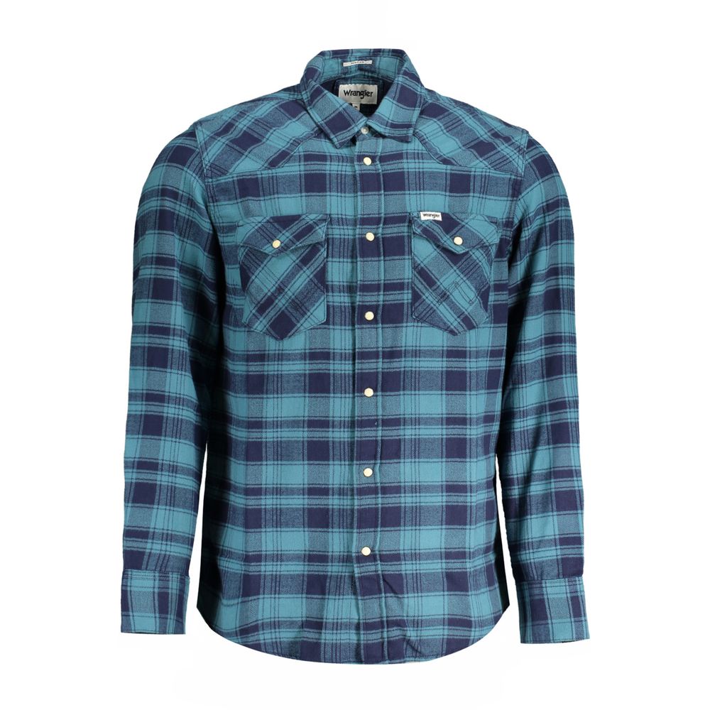 Wrangler Blue Cotton Pattern Shirt Wrangler