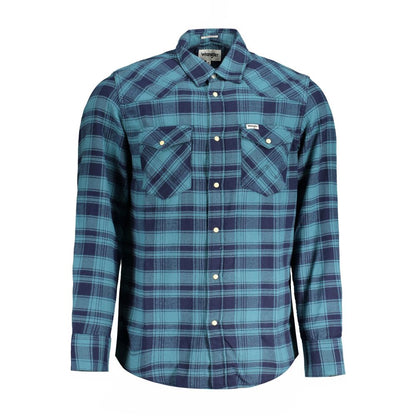 Wrangler Blue Cotton Pattern Shirt Wrangler