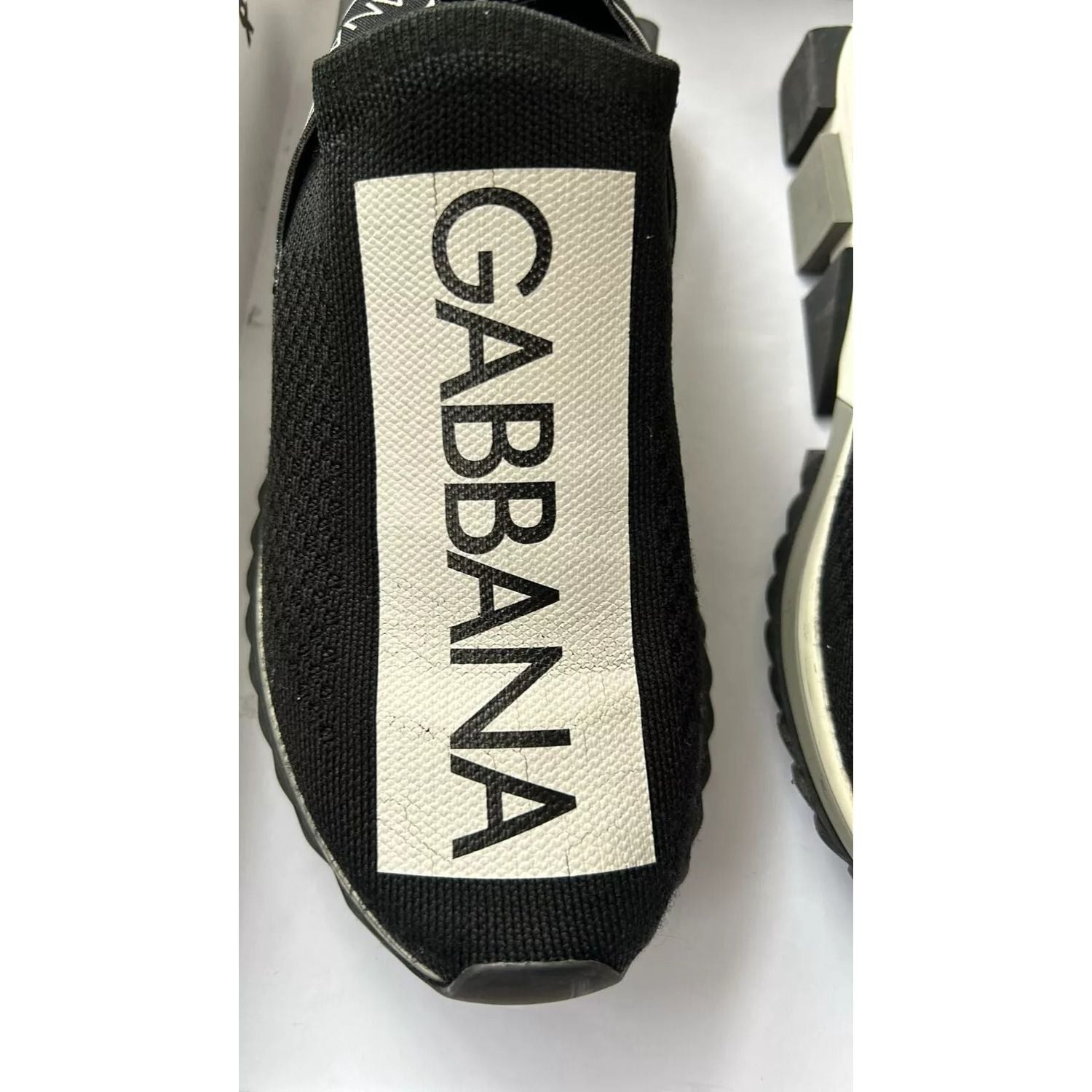 Dolce & Gabbana Black White Slip On Sorrento Sneakers Shoes