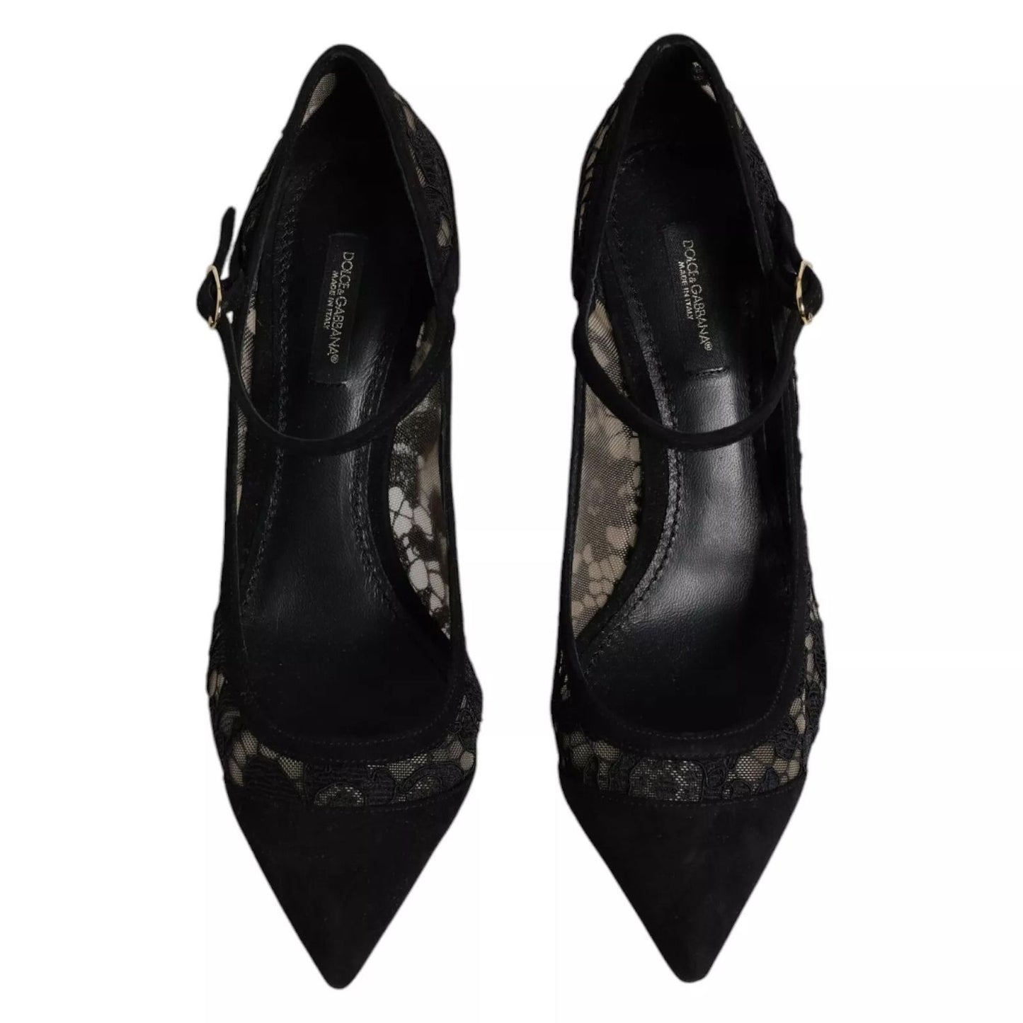 Dolce &amp; Gabbana Black Mary Jane Taormina Lace Pumps Shoes