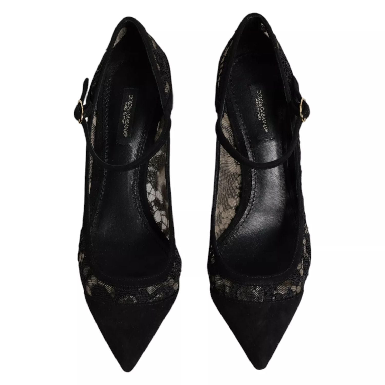 Dolce &amp; Gabbana Black Mary Jane Taormina Lace Pumps Shoes