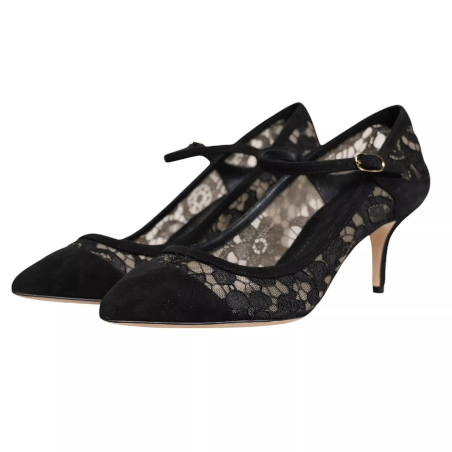 Dolce &amp; Gabbana Black Mary Jane Taormina Lace Pumps Shoes