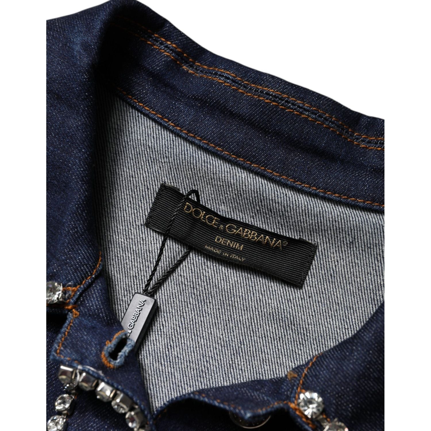 Dolce & Gabbana Blue Denim Cotton Crystal Embellished Jacket