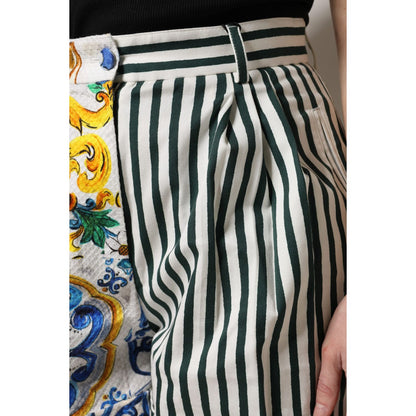 Dolce & Gabbana Multicolor Majolica Print High Waist Shorts