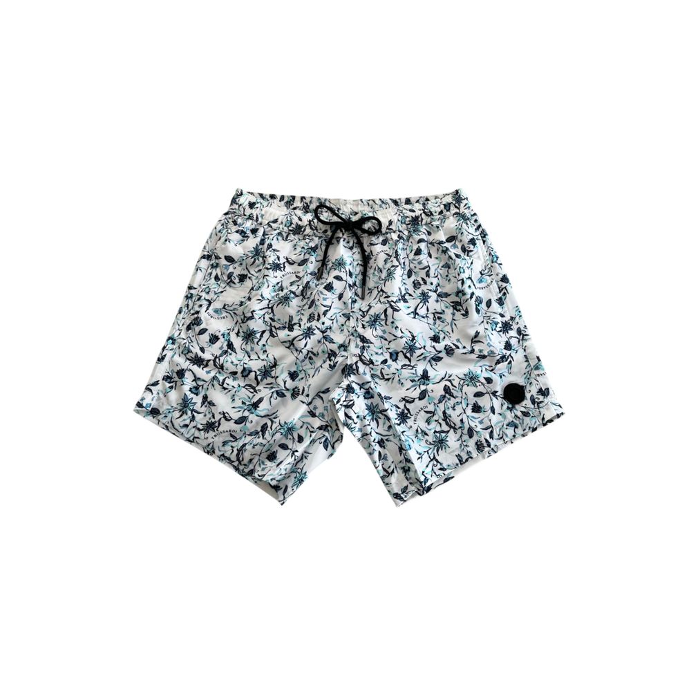 Trussardi Beachwear White Polyester Men Swim Shorts