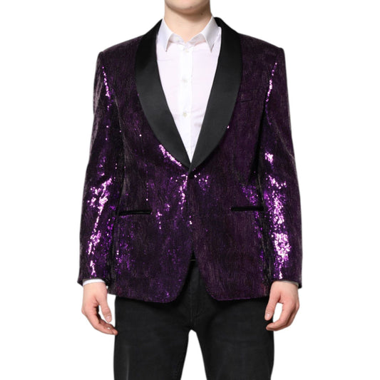 Dolce & Gabbana Purple SICILIA Sequin Embellish Coat Jacket
