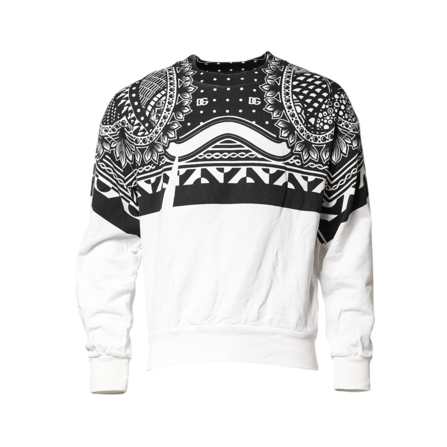 Dolce & Gabbana Black White Bandana Cotton Men Sweatshirt Sweater