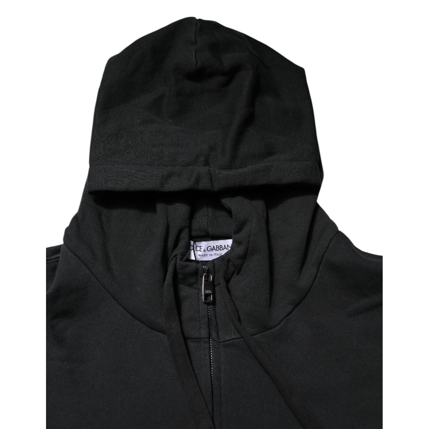 Dolce & Gabbana Black Logo Full Zip Hooded Men Sweatshirt Sweater