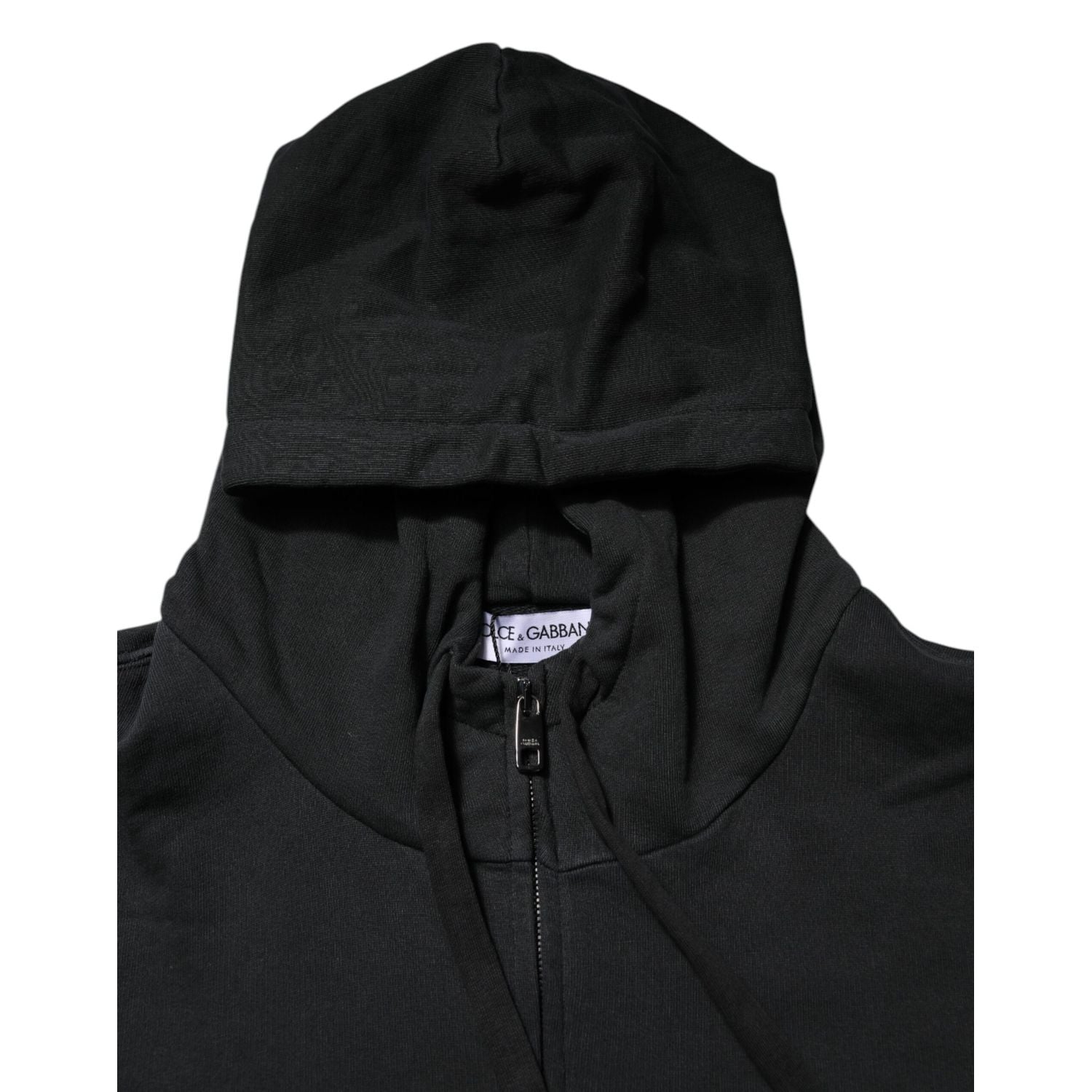 Dolce & Gabbana Black Logo Full Zip Hooded Men Sweatshirt Sweater