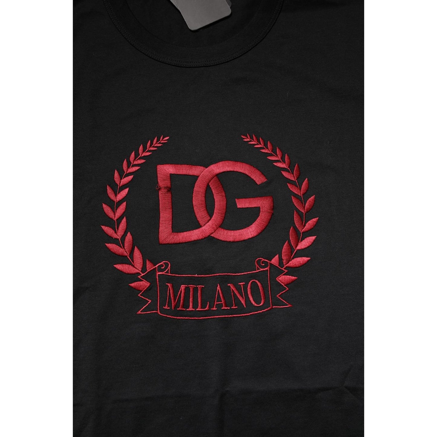 Dolce & Gabbana Black Cotton Embroidered Crew Neck T-shirt