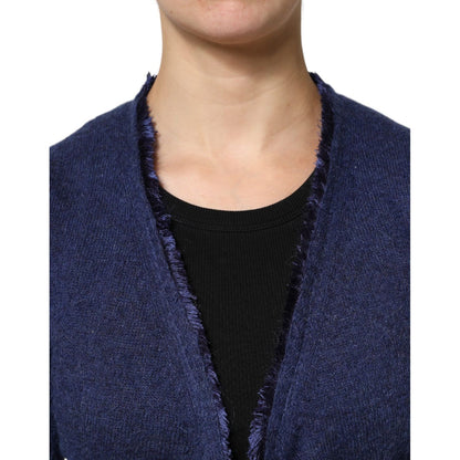 Ballantyne Dark Blue Long Sleeves Overcoat Cardigan Sweater