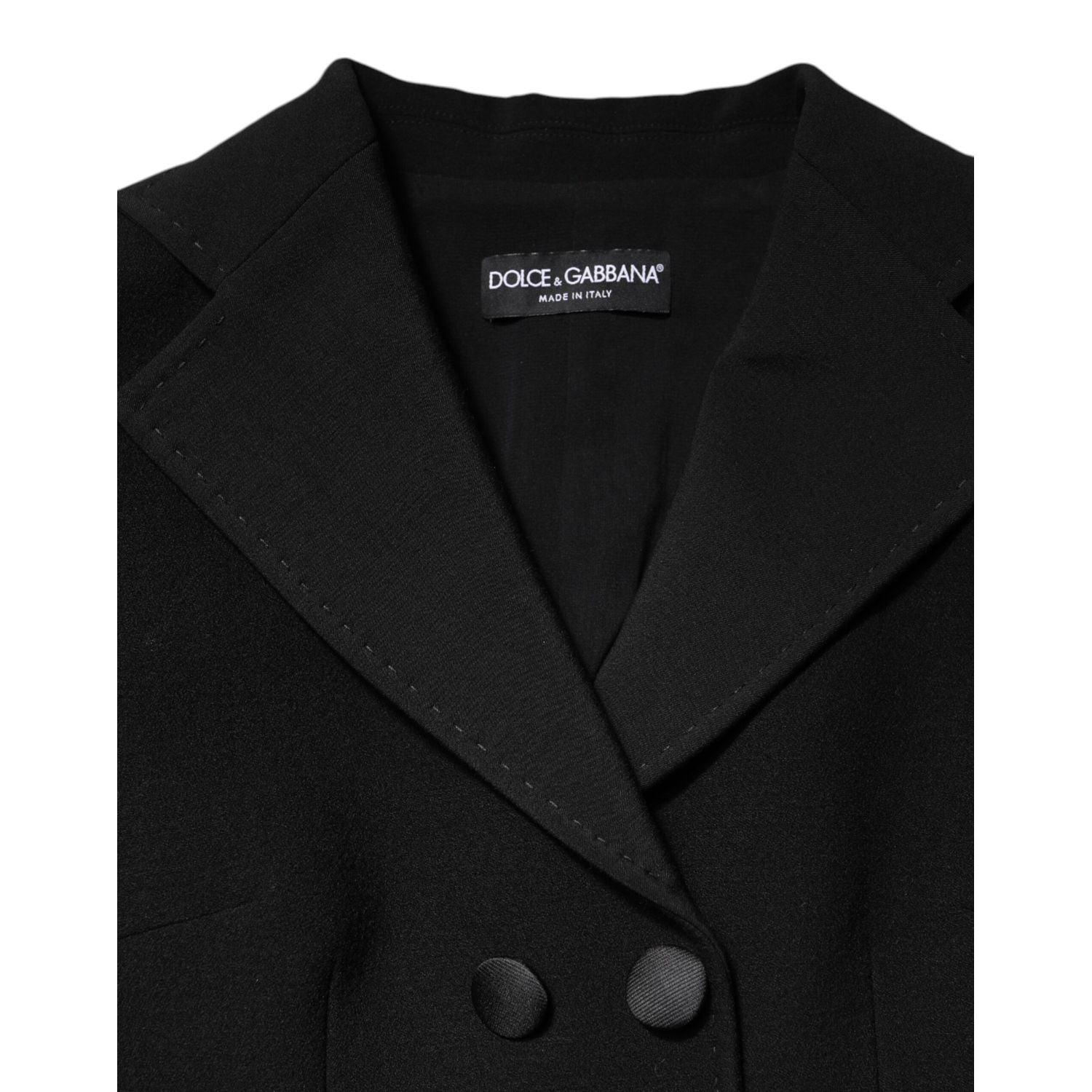 Dolce & Gabbana Black Wool Double Breasted Coat Jacket
