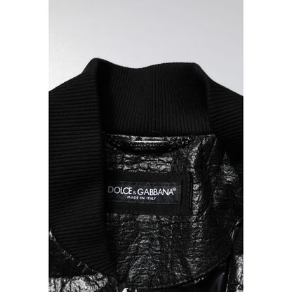 Dolce & Gabbana Black Logo Plaque Bomber Full Zipper Jacket