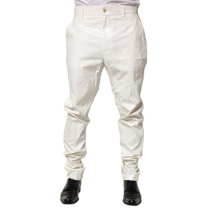 Dolce & Gabbana White Nylon Tapered Dress Men Pants