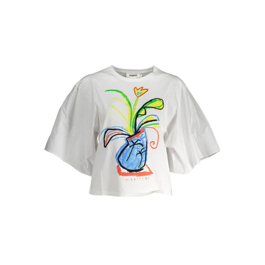 Desigual White Cotton T-Shirt Desigual