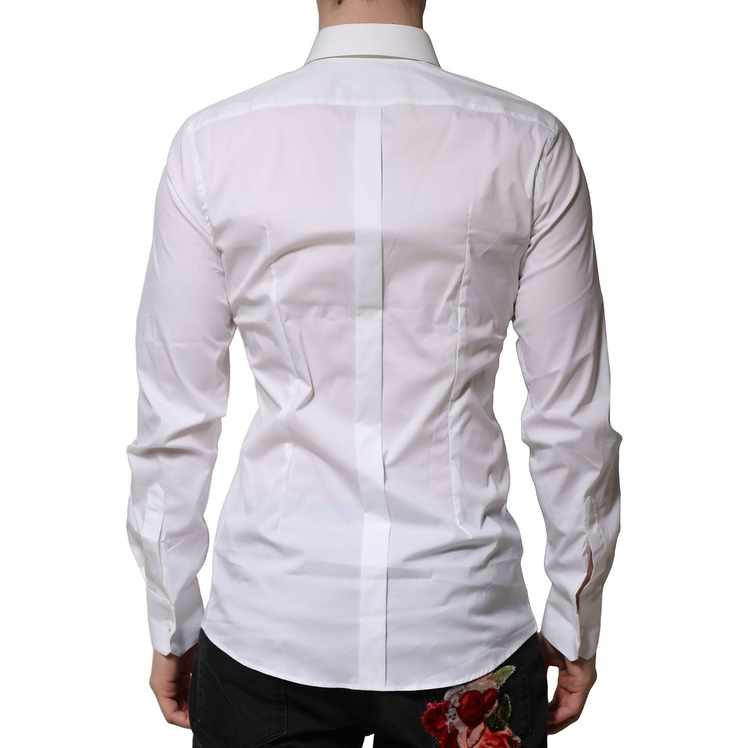 Dolce & Gabbana White Cotton GOLD Long Sleeves Formal Shirt