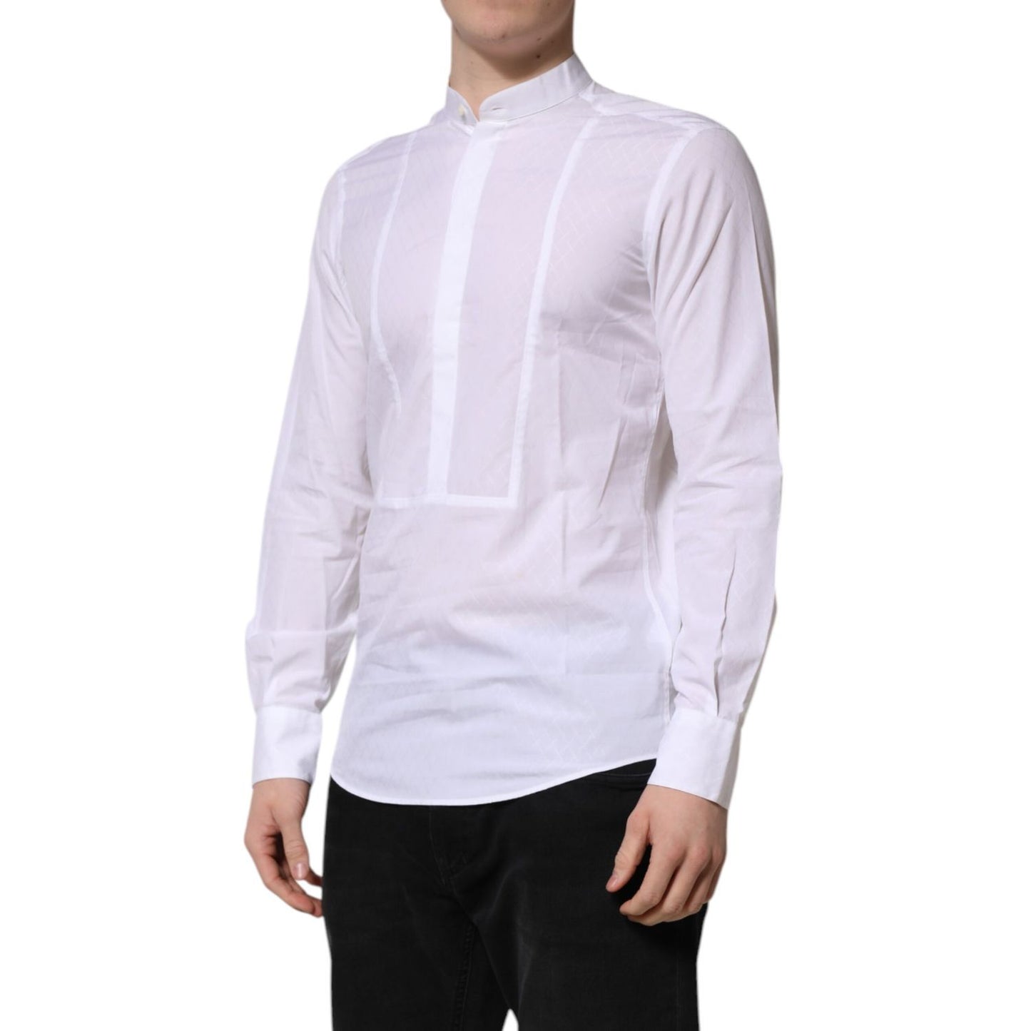 Dolce & Gabbana White Cotton Slim Long Sleeves Formal Shirt