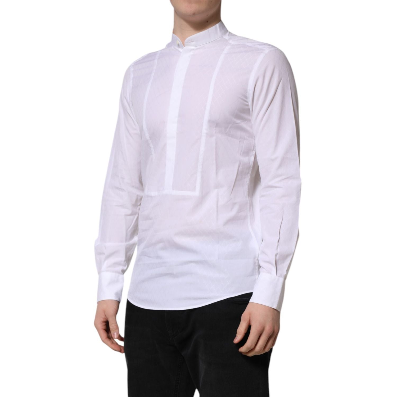 Dolce & Gabbana White Cotton Slim Long Sleeves Formal Shirt