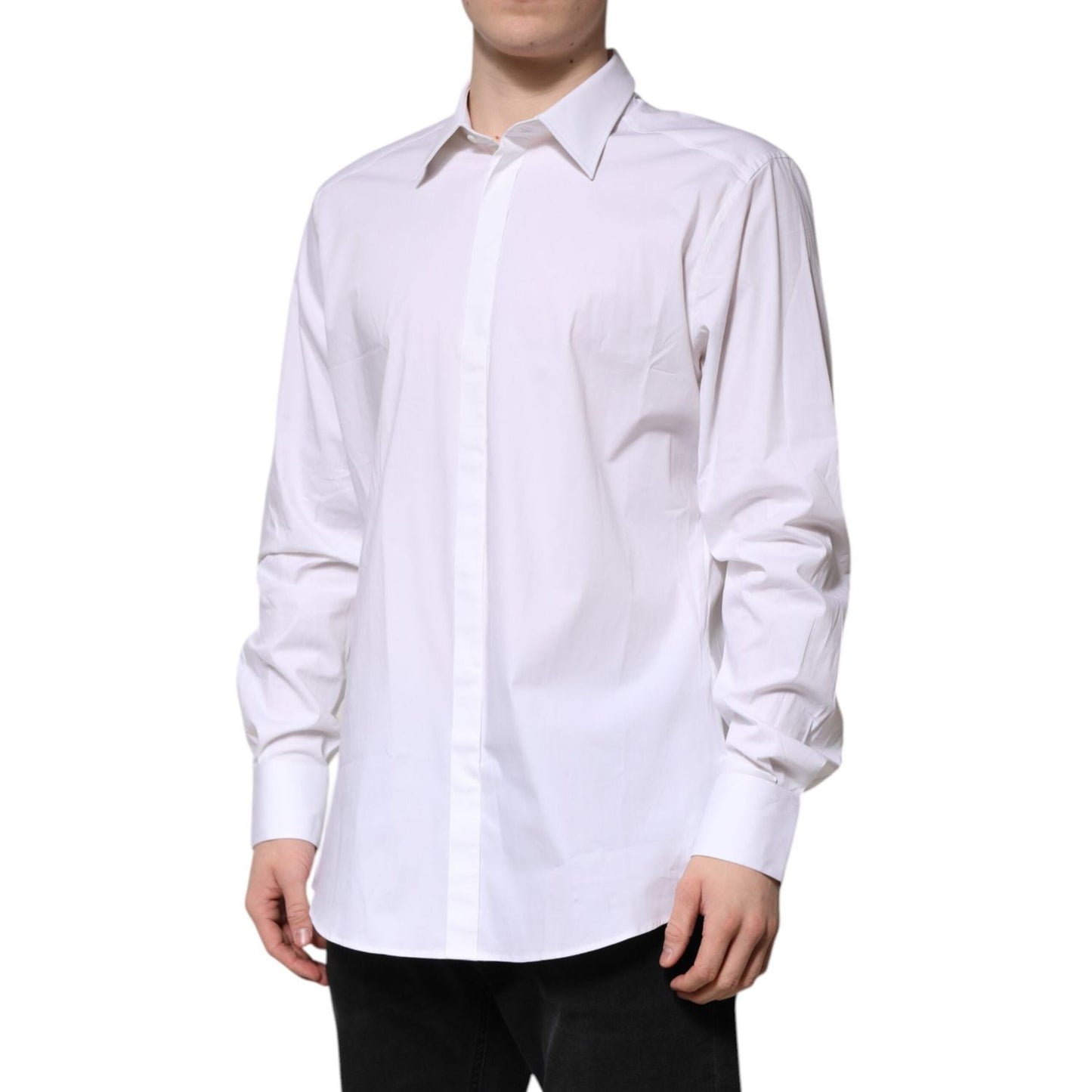 Dolce & Gabbana White MARTINI Long Sleeve Dress Formal Shirt