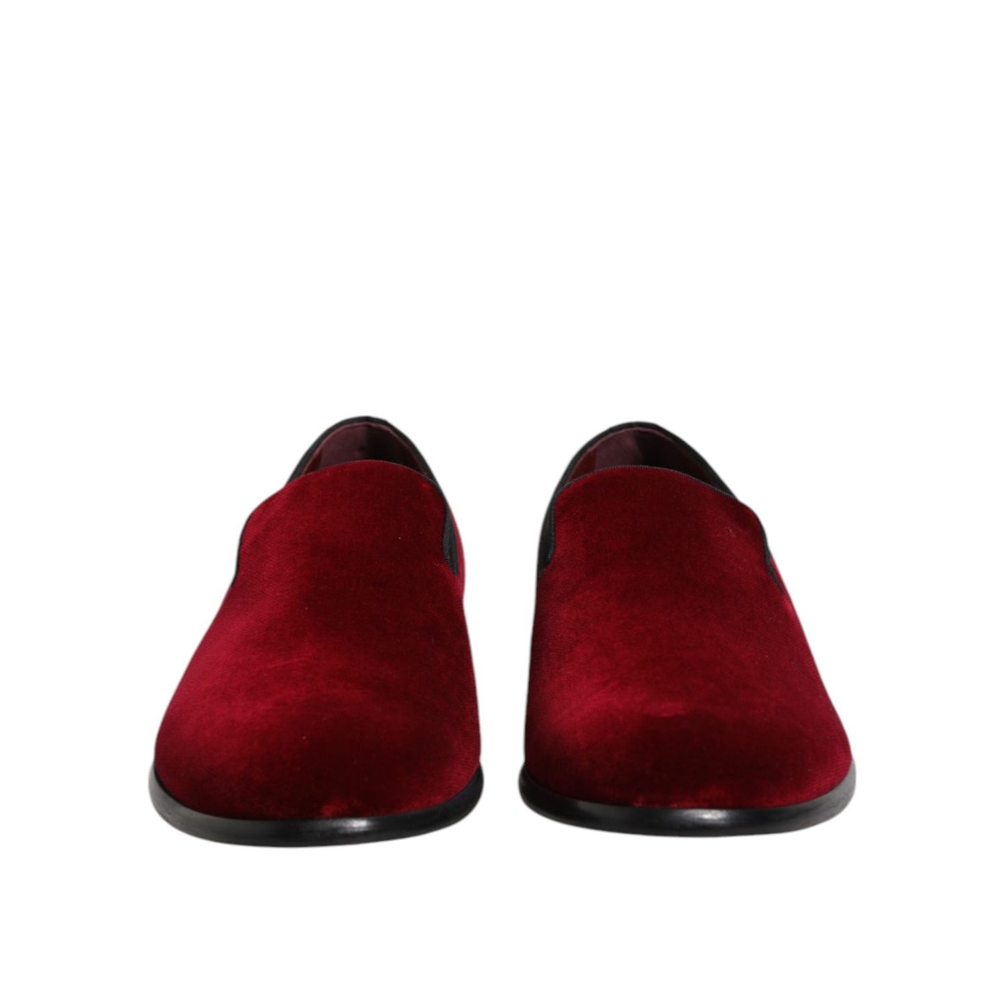 Dolce & Gabbana Red Cotton Velvet Slip On Loafers Formal Shoes