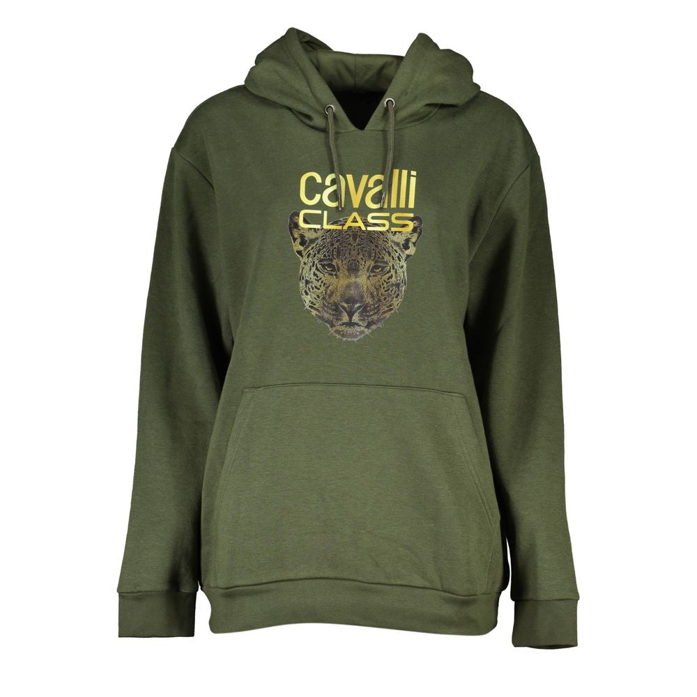 Cavalli Class Green Cotton Sweatshirt Cavalli Class