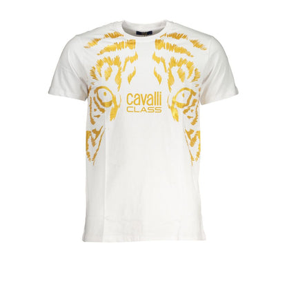 Cavalli Class Bianco Cotton Men T-Shirt