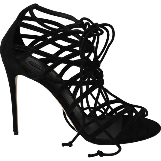 Dolce & Gabbana Black Suede Strap Stilettos Sandals Dolce & Gabbana
