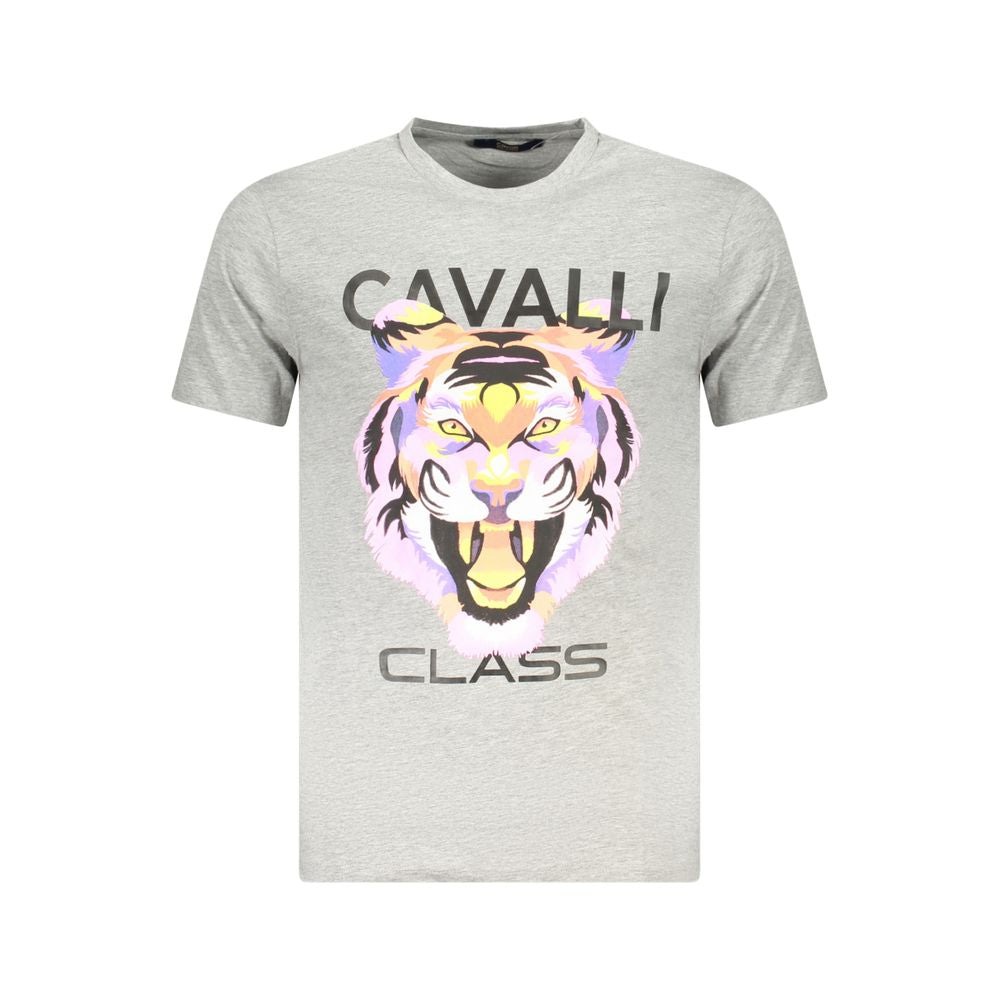 Cavalli Class Grigio Cotton Men T-Shirt