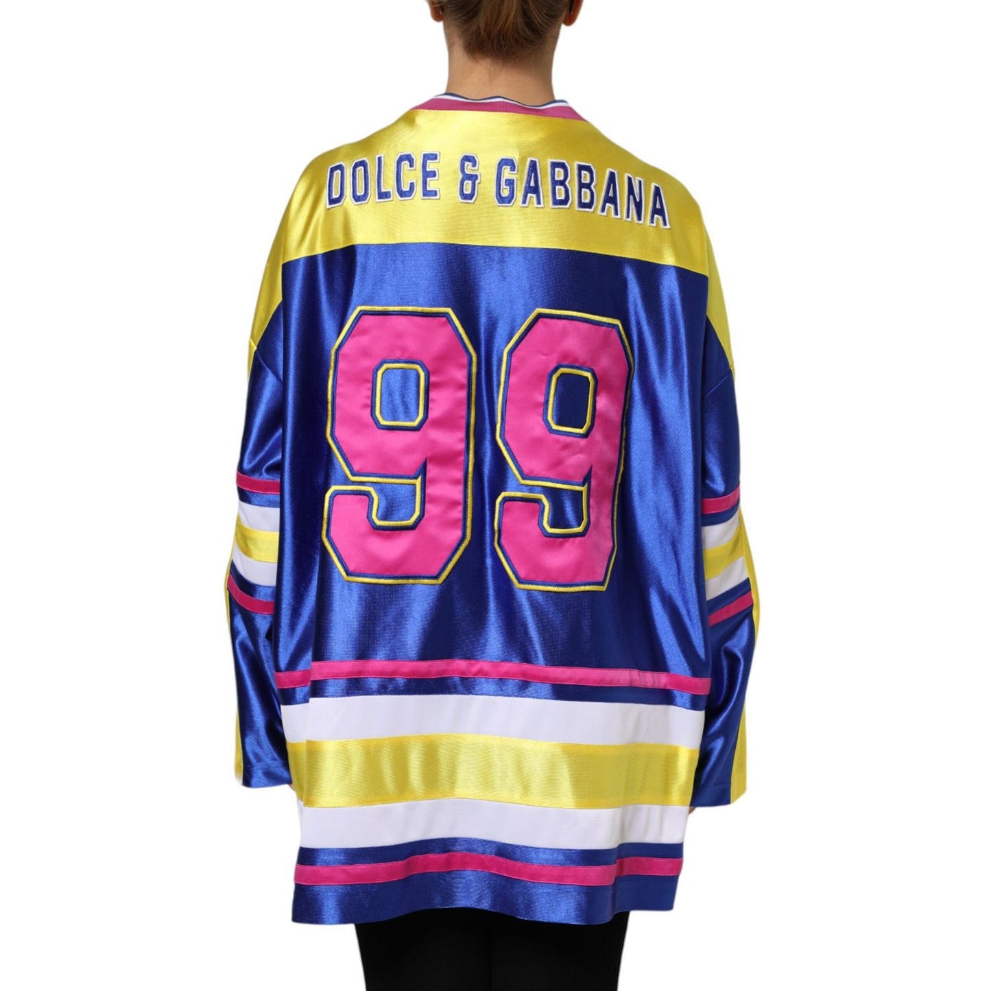Dolce & Gabbana Multicolor Polyester Long Sleeves V-Neck Top