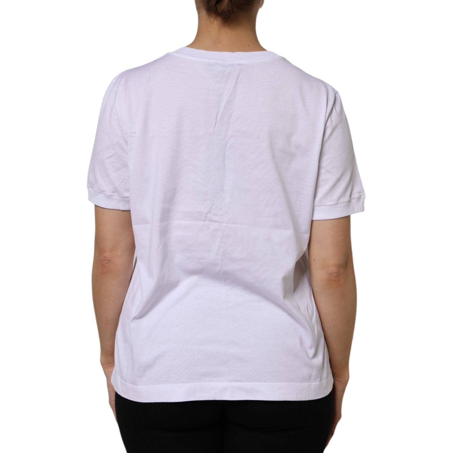 Dolce & Gabbana White Cotton Short Sleeve Round Neck T-shirt
