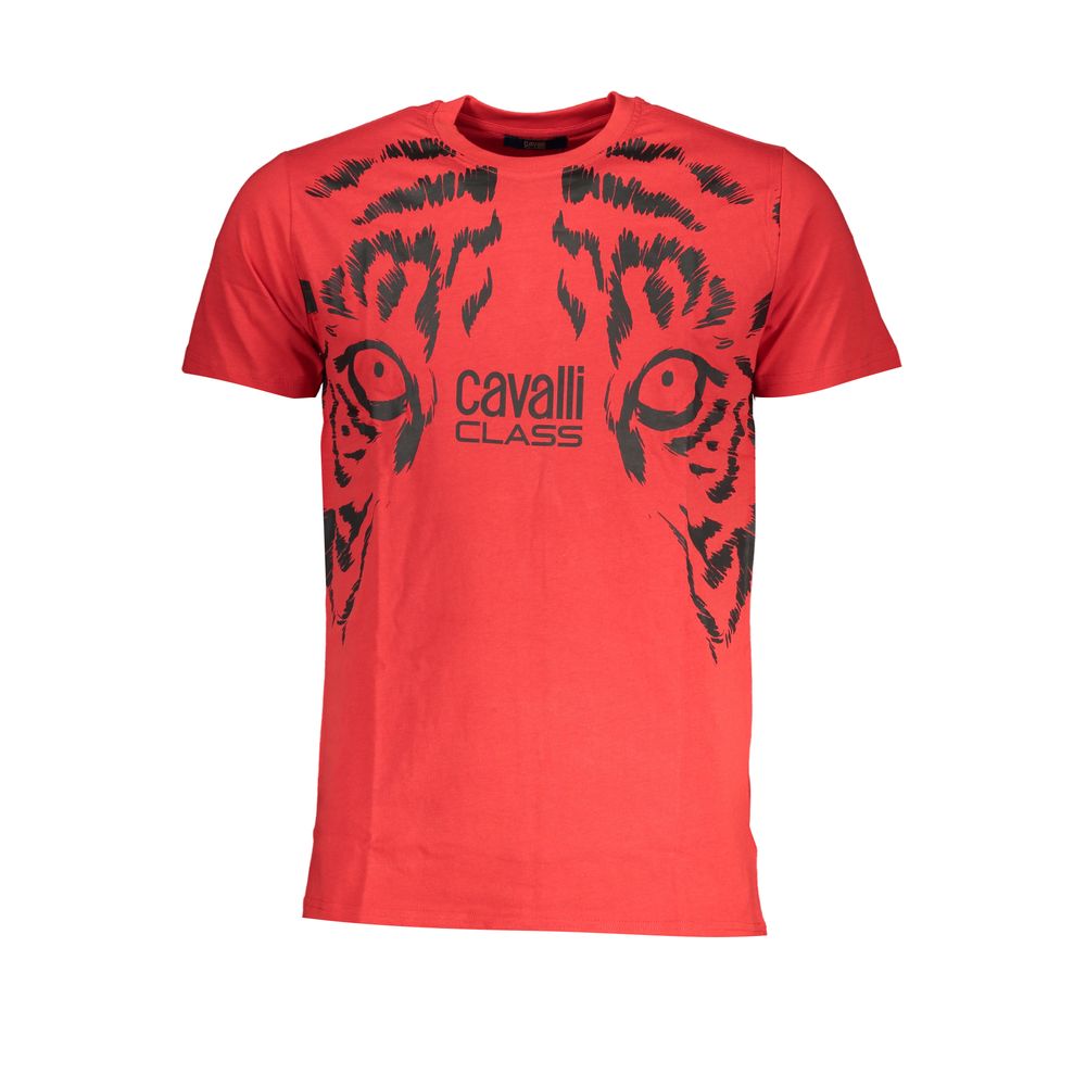 Cavalli Class Rosso Cotton Men T-Shirt