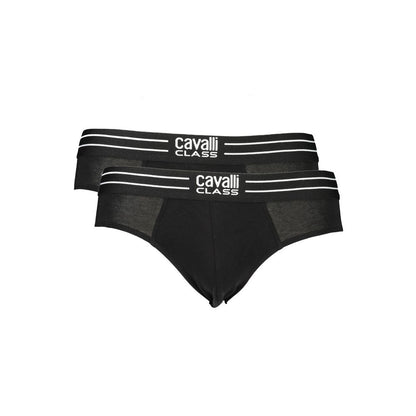 Cavalli Class Nero Cotton Men's Underwear Slip