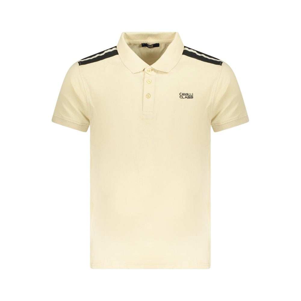 Cavalli Class Beige Cotton Men Polo Shirt