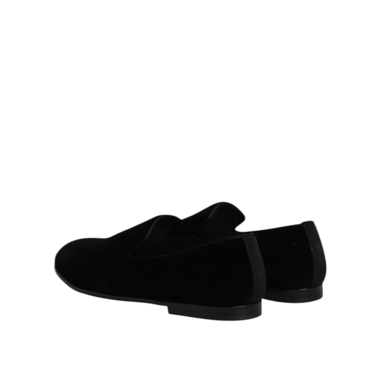 Dolce & Gabbana Black Velvet Slip On Loafers Formal Shoes
