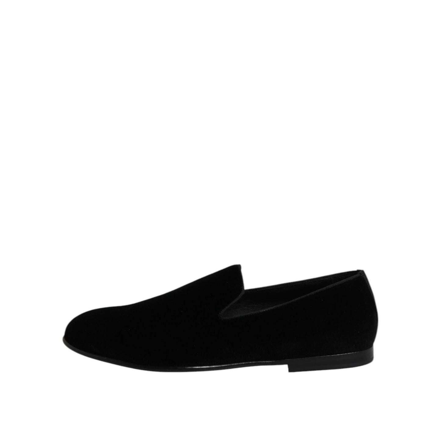 Dolce & Gabbana Black Velvet Slip On Loafers Formal Shoes