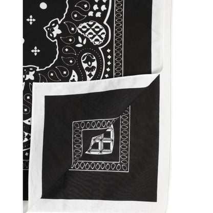 Dolce & Gabbana Black White Bandana Square Men Foulard Scarf