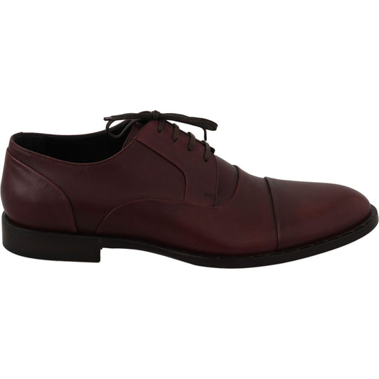 Dolce & Gabbana Red Bordeaux Leather Derby Formal Shoes Dolce & Gabbana